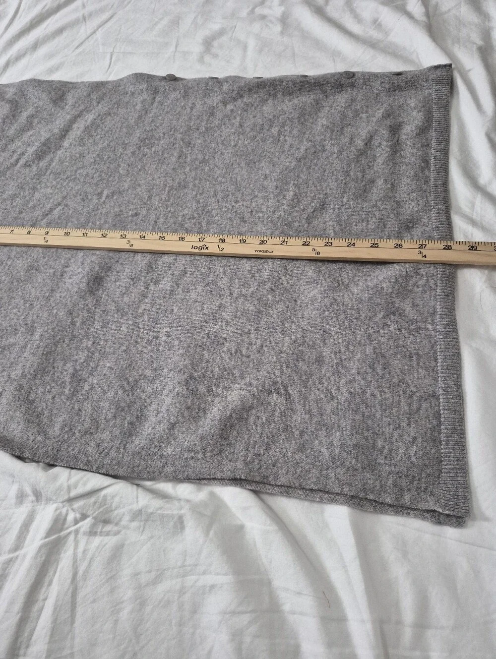 Woolovers Merino Wool Cashmere Blend Button Poncho Grey OS Quiet Luxury